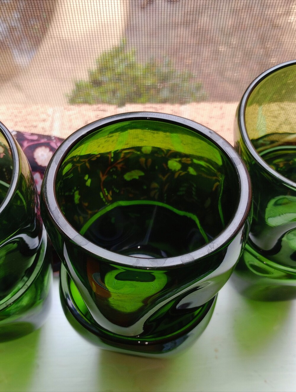 MCM Style Green Glass Tumblers Set Of Six - Picture 4 of 11